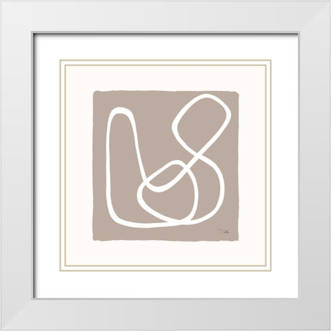 Lines And Curves on greige II White Modern Wood Framed Art Print with Double Matting by Pela