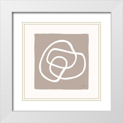 Lines And Curves on greige III White Modern Wood Framed Art Print with Double Matting by Pela
