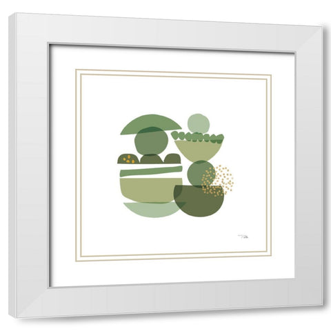 Crowded Forms green III White Modern Wood Framed Art Print with Double Matting by Pela