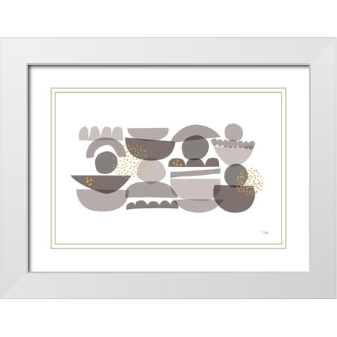 Crowded Forms grey I White Modern Wood Framed Art Print with Double Matting by Pela