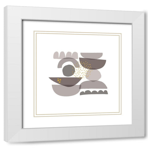 Crowded Forms grey II White Modern Wood Framed Art Print with Double Matting by Pela