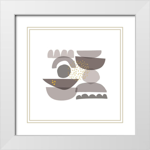 Crowded Forms grey II White Modern Wood Framed Art Print with Double Matting by Pela