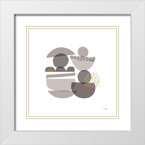 Crowded Forms grey III White Modern Wood Framed Art Print with Double Matting by Pela