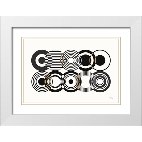 Deco Retro black I White Modern Wood Framed Art Print with Double Matting by Pela