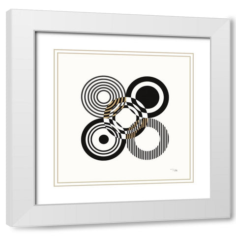 Deco Retro black III White Modern Wood Framed Art Print with Double Matting by Pela