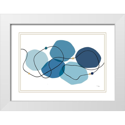 Sinuous Trajectory blue I White Modern Wood Framed Art Print with Double Matting by Pela