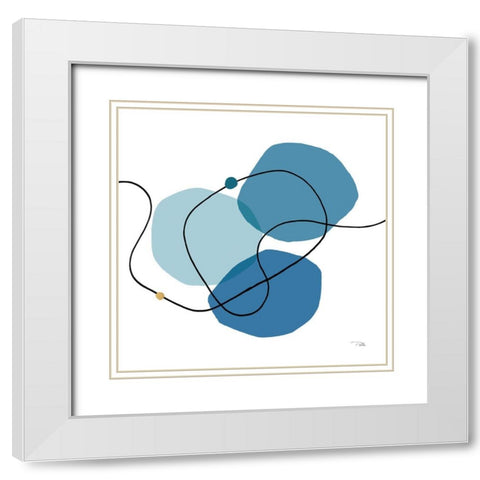 Sinuous Trajectory blue III White Modern Wood Framed Art Print with Double Matting by Pela