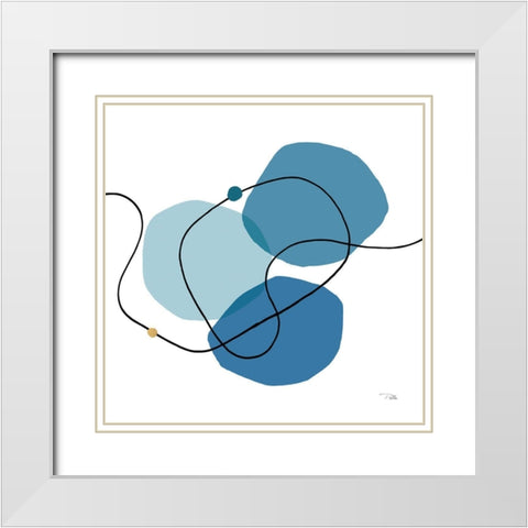 Sinuous Trajectory blue III White Modern Wood Framed Art Print with Double Matting by Pela