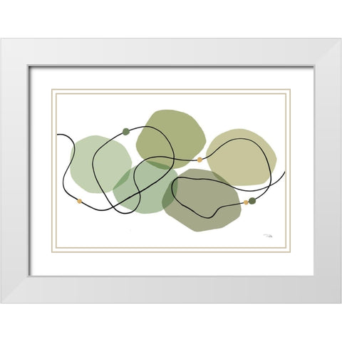 Sinuous Trajectory green I White Modern Wood Framed Art Print with Double Matting by Pela
