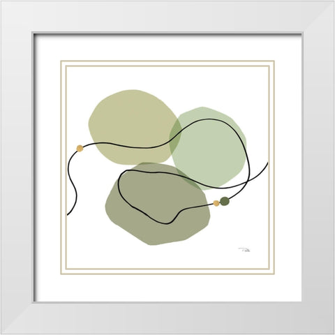 Sinuous Trajectory green II White Modern Wood Framed Art Print with Double Matting by Pela