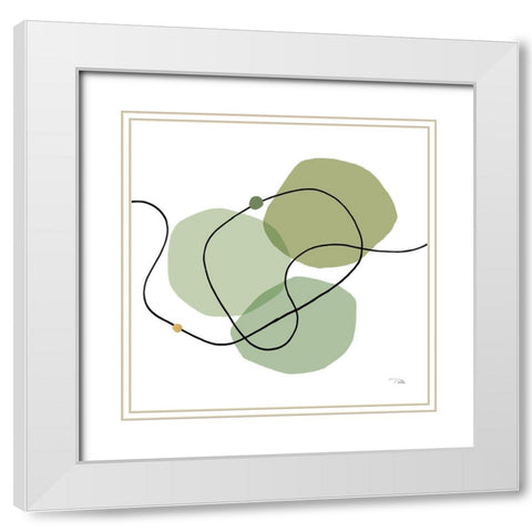 Sinuous Trajectory green III White Modern Wood Framed Art Print with Double Matting by Pela