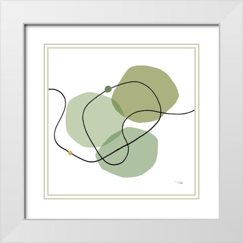 Sinuous Trajectory green III White Modern Wood Framed Art Print with Double Matting by Pela