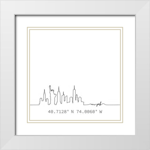 In Black And White Travel IV-New York White Modern Wood Framed Art Print with Double Matting by JC Designs