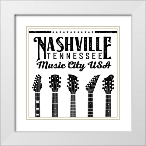 In Black And White Travel VII-Tennessee White Modern Wood Framed Art Print with Double Matting by JC Designs