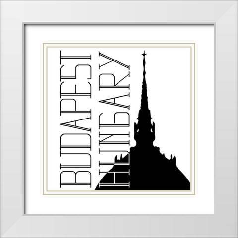 In Black And White Travel IX-Hungary White Modern Wood Framed Art Print with Double Matting by JC Designs