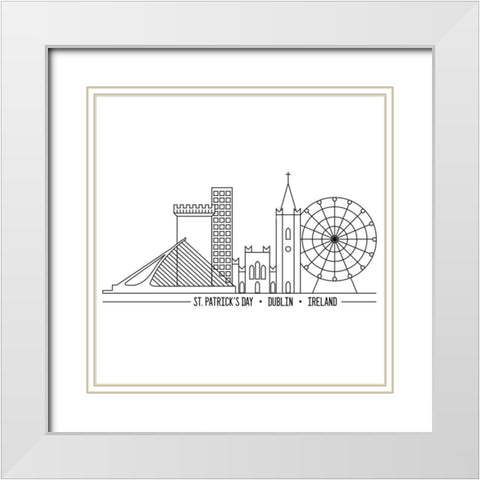 In Black And White Travel X-Ireland White Modern Wood Framed Art Print with Double Matting by JC Designs