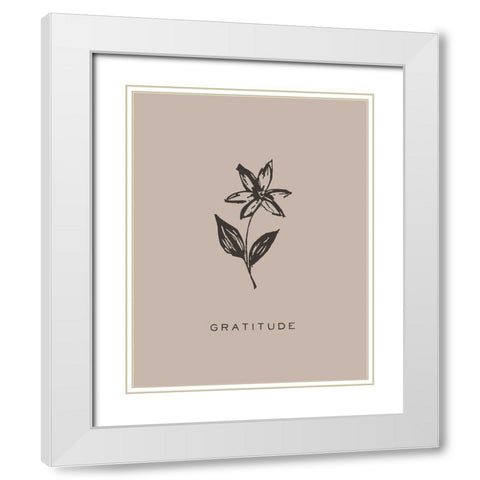 Serene Sentiment II-Gratitude White Modern Wood Framed Art Print with Double Matting by HM Design