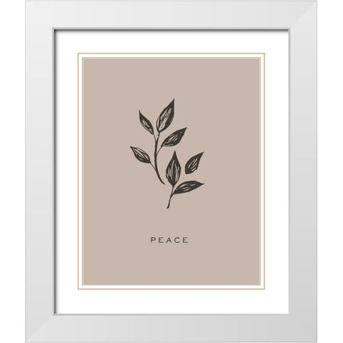 Serene Sentiment V-Peace White Modern Wood Framed Art Print with Double Matting by HM Design