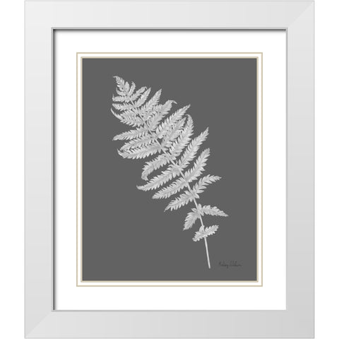 Neutral Fern on grey I White Modern Wood Framed Art Print with Double Matting by Wilson, Kelsey