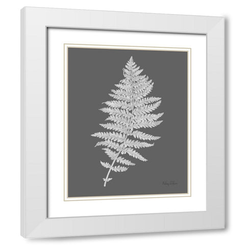 Neutral Fern on grey II White Modern Wood Framed Art Print with Double Matting by Wilson, Kelsey