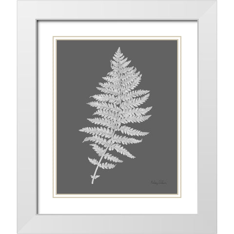 Neutral Fern on grey II White Modern Wood Framed Art Print with Double Matting by Wilson, Kelsey
