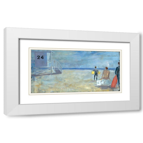 Waiting for a Set White Modern Wood Framed Art Print with Double Matting by Marie, Susanne