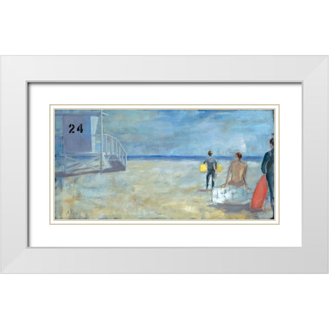 Waiting for a Set White Modern Wood Framed Art Print with Double Matting by Marie, Susanne