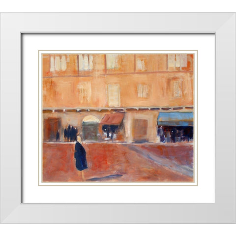 Alone in the Piazza White Modern Wood Framed Art Print with Double Matting by Marie, Susanne