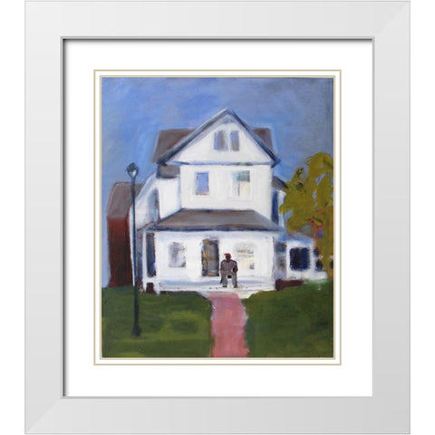 Figure with White House White Modern Wood Framed Art Print with Double Matting by Marie, Susanne