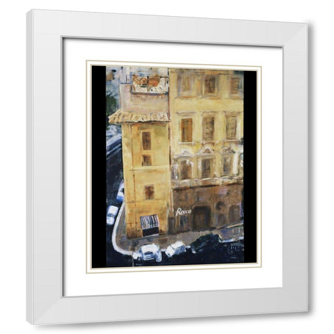Italian Street Corner White Modern Wood Framed Art Print with Double Matting by Marie, Susanne