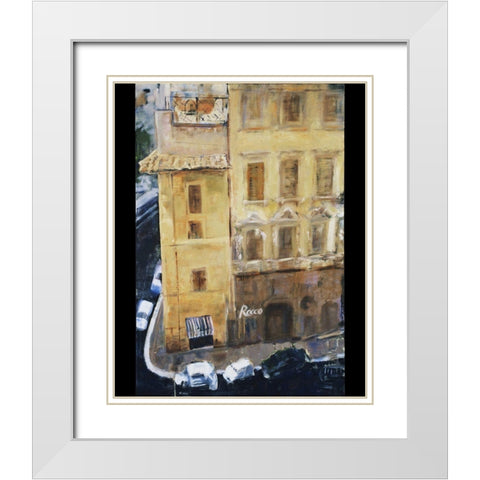 Italian Street Corner White Modern Wood Framed Art Print with Double Matting by Marie, Susanne