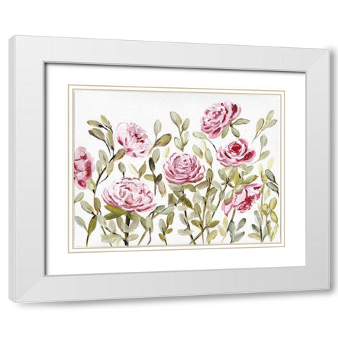 Gentle Rosegarden Pink White Modern Wood Framed Art Print with Double Matting by Chapman, Marcy