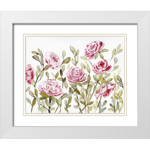 Gentle Rosegarden Pink White Modern Wood Framed Art Print with Double Matting by Chapman, Marcy