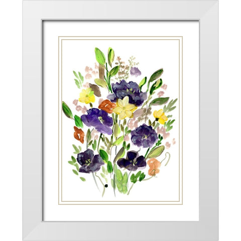Purple Spring Bunch I White Modern Wood Framed Art Print with Double Matting by Chapman, Marcy