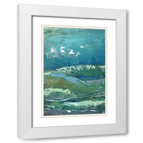 Blue Mountainscape I White Modern Wood Framed Art Print with Double Matting by Chapman, Marcy