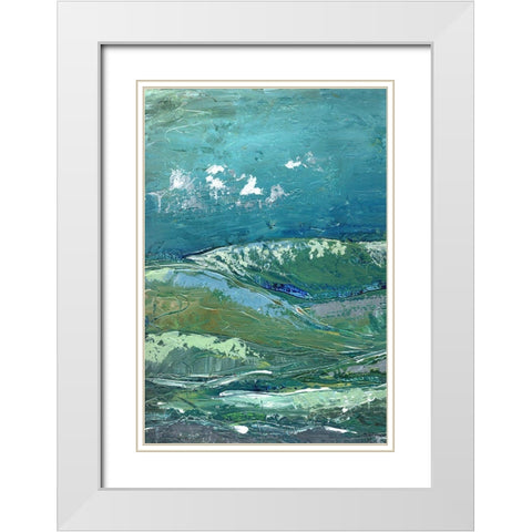 Blue Mountainscape I White Modern Wood Framed Art Print with Double Matting by Chapman, Marcy