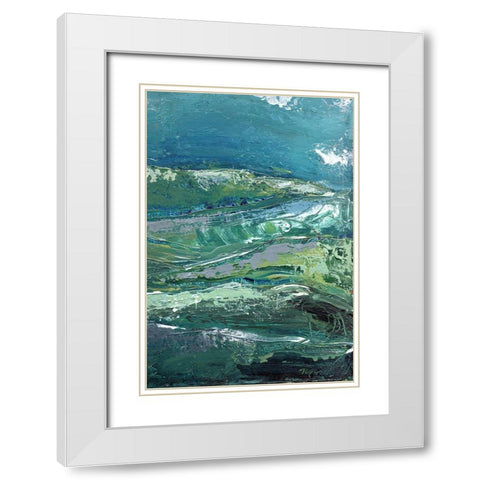 Blue Mountainscape II White Modern Wood Framed Art Print with Double Matting by Chapman, Marcy