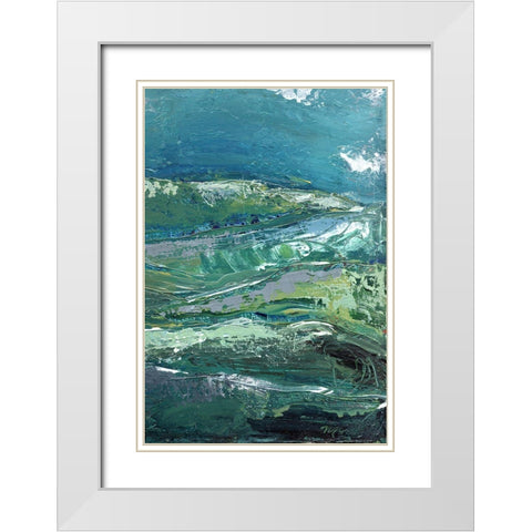 Blue Mountainscape II White Modern Wood Framed Art Print with Double Matting by Chapman, Marcy