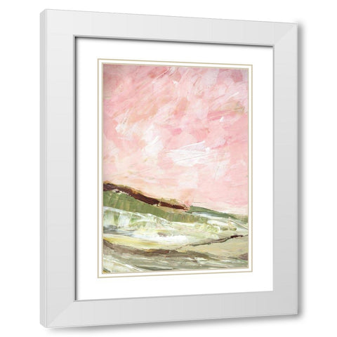 Green and Pink Hills I White Modern Wood Framed Art Print with Double Matting by Chapman, Marcy