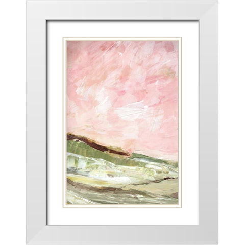Green and Pink Hills I White Modern Wood Framed Art Print with Double Matting by Chapman, Marcy