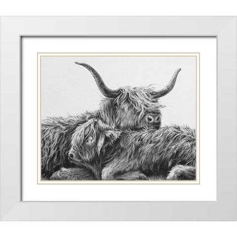 My Highland V White Modern Wood Framed Art Print with Double Matting by Cusson, Marie Elaine