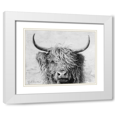Highland in the Wind I White Modern Wood Framed Art Print with Double Matting by Cusson, Marie Elaine