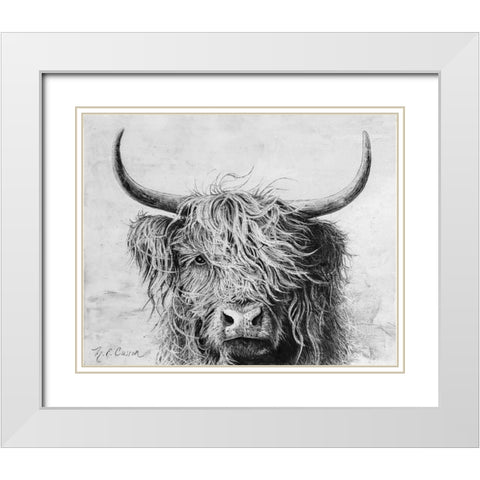 Highland in the Wind I White Modern Wood Framed Art Print with Double Matting by Cusson, Marie Elaine