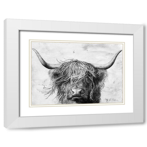Highland in the Wind II White Modern Wood Framed Art Print with Double Matting by Cusson, Marie Elaine