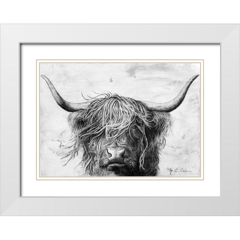Highland in the Wind II White Modern Wood Framed Art Print with Double Matting by Cusson, Marie Elaine