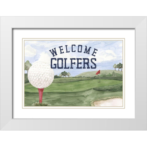 Golf Days neutral landscape I-Welcome White Modern Wood Framed Art Print with Double Matting by Reed, Tara