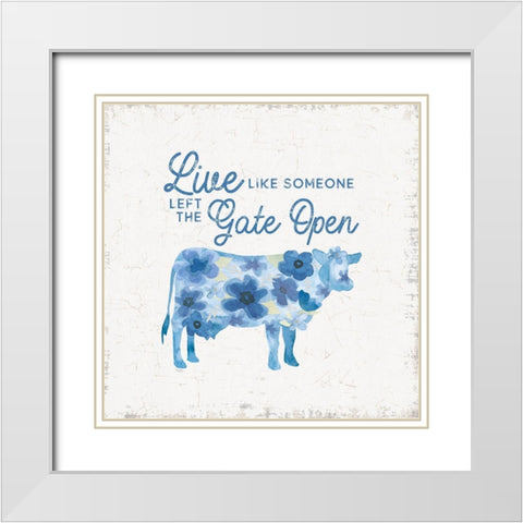 Country Cottage Field V flowers White Modern Wood Framed Art Print with Double Matting by Reed, Tara