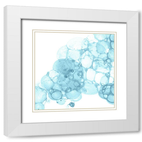 Bubble Square aqua II White Modern Wood Framed Art Print with Double Matting by Wilson, Kelsey