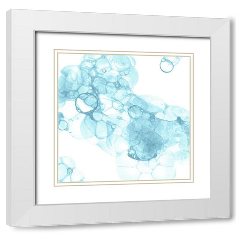 Bubble Square aqua IV White Modern Wood Framed Art Print with Double Matting by Wilson, Kelsey