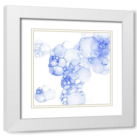 Bubble Square blue I White Modern Wood Framed Art Print with Double Matting by Wilson, Kelsey